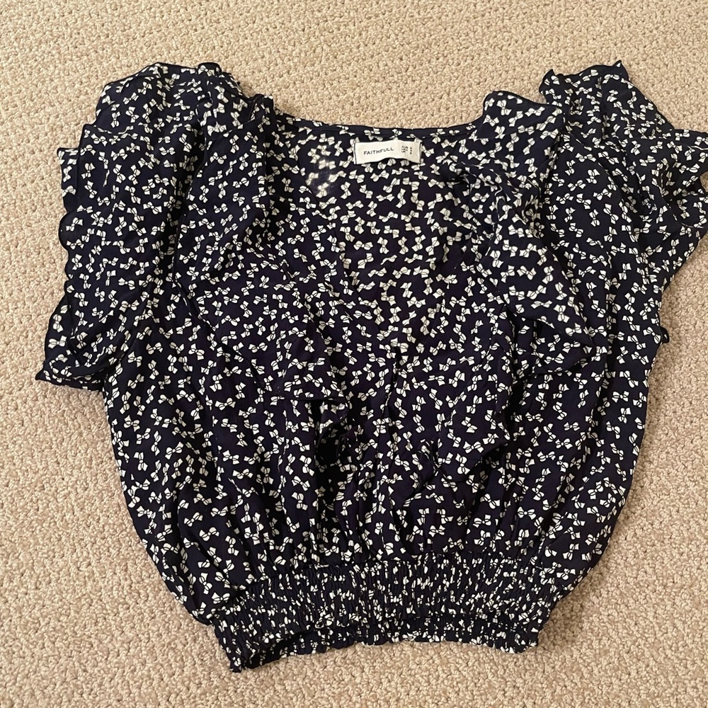 Faithful the brand ruffle cropped blouse